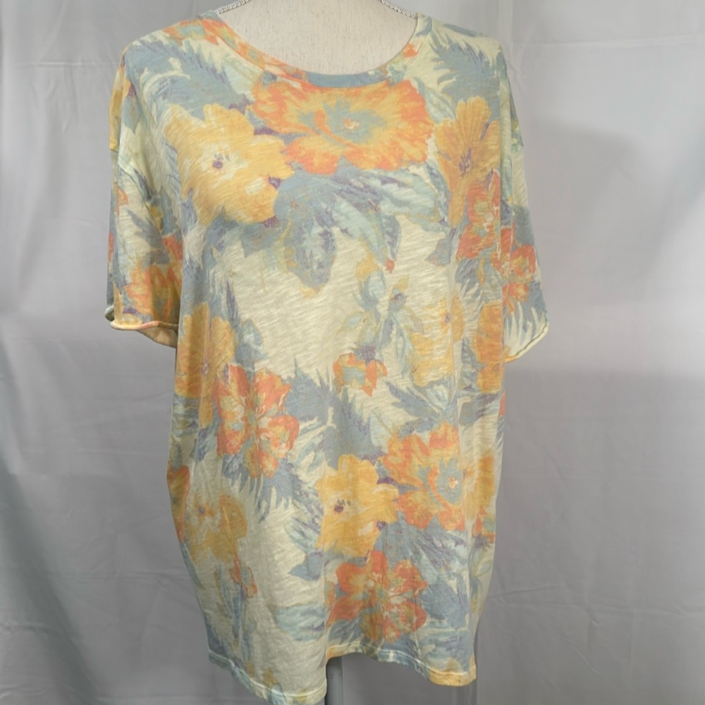 We The Free by Free People, beautiful, floral, very soft, lite blouse, size med